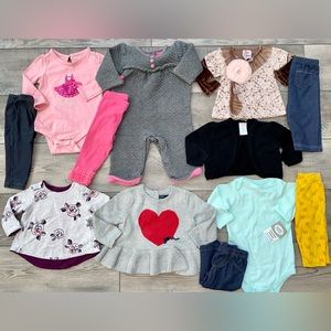 Girls Winter Clothing Bundle Lot Pants Valentines Day Long Sleeve Tops Sweaters